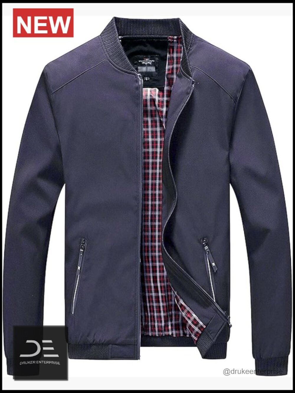 Men's Slim Fit Softshell Bomber Jacket with Zipper Closure